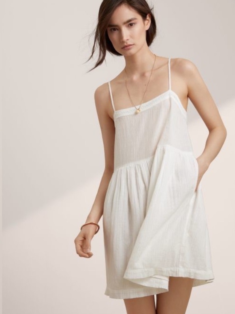 NWT Wilfred Safran Dress 100% White Cotton Gauze Mini - Picture 1 of 5